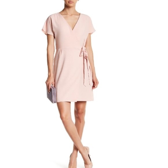 Bobeau Short Sleeve Crepe Wrap Dress - Picture 2 of 7